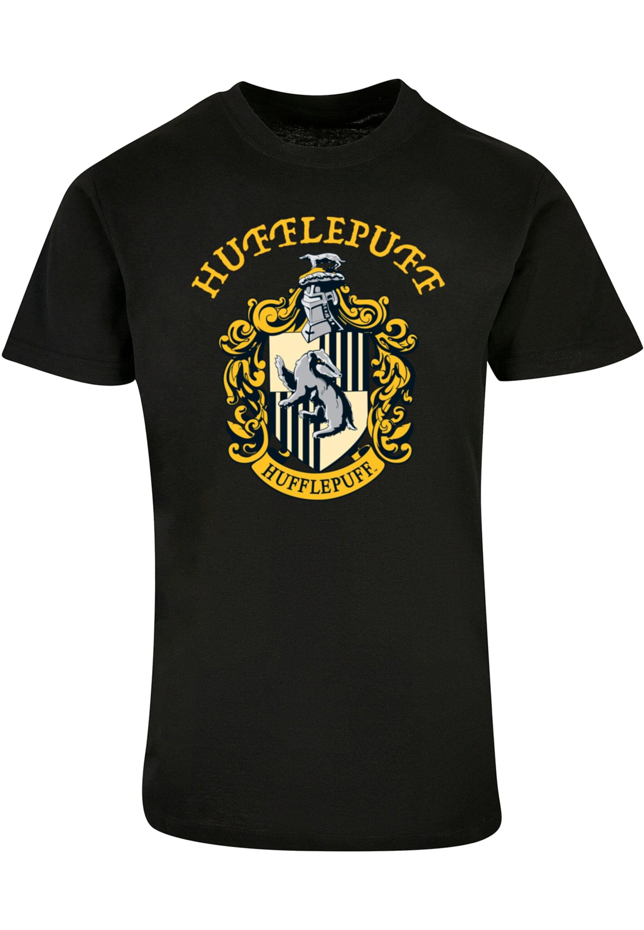 ABSOLUTE CULT Shirt 'Harry Potter - Hufflepuff' in Zwart: voorkant