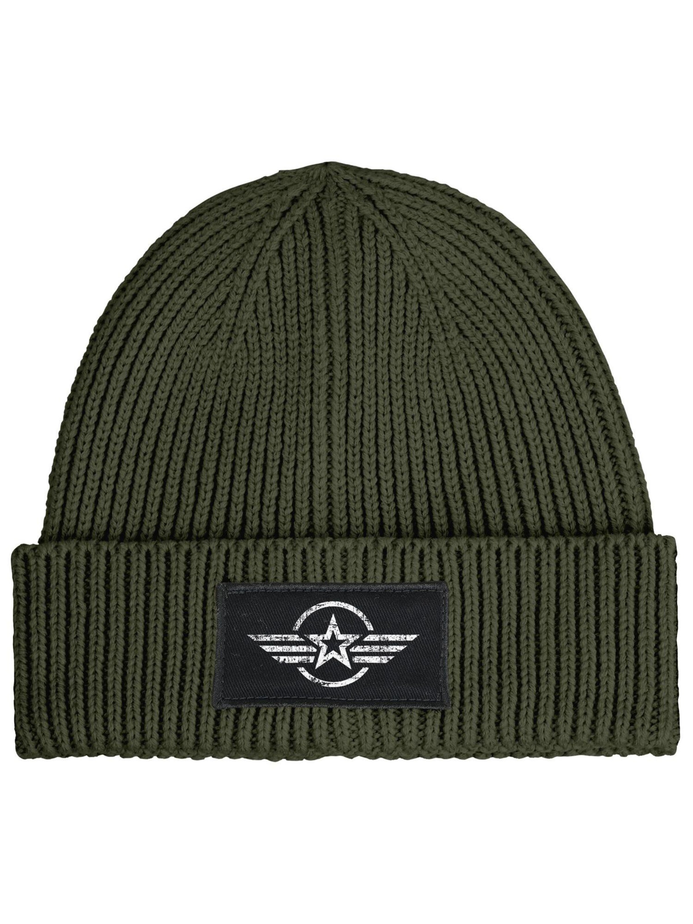 Neverless Beanie 'Airforce Wings' in Green
