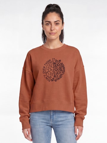 Watapparel Sweatshirt 'Don't overthink it' in Brown: front