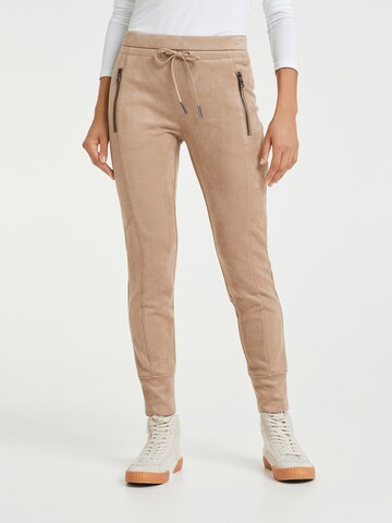 OPUS Tapered Broek 'Levina' in Beige: voorkant