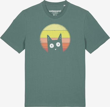 Watapparel Shirt ' Sunset Cat ' in Green: front