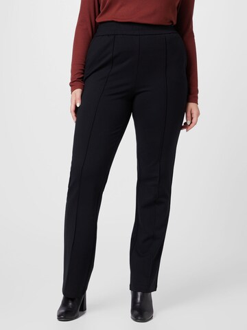 ONLY Carmakoma Regular Pleat-front trousers in Black: front