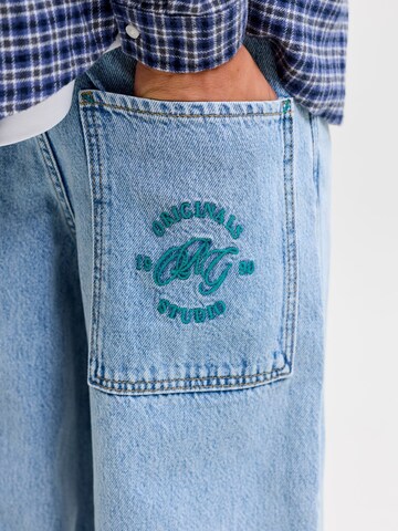 Wide Leg Jean 'JJIDAVE JJJAX' Jack & Jones Junior en bleu