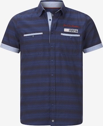 Jan Vanderstorm Comfort fit Button Up Shirt ' Leikvard ' in Blue: front