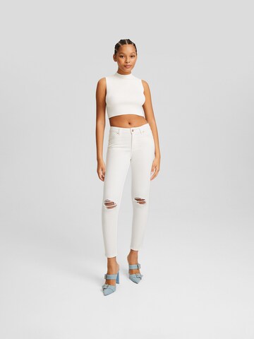 Bershka Skinny Džíny – bílá