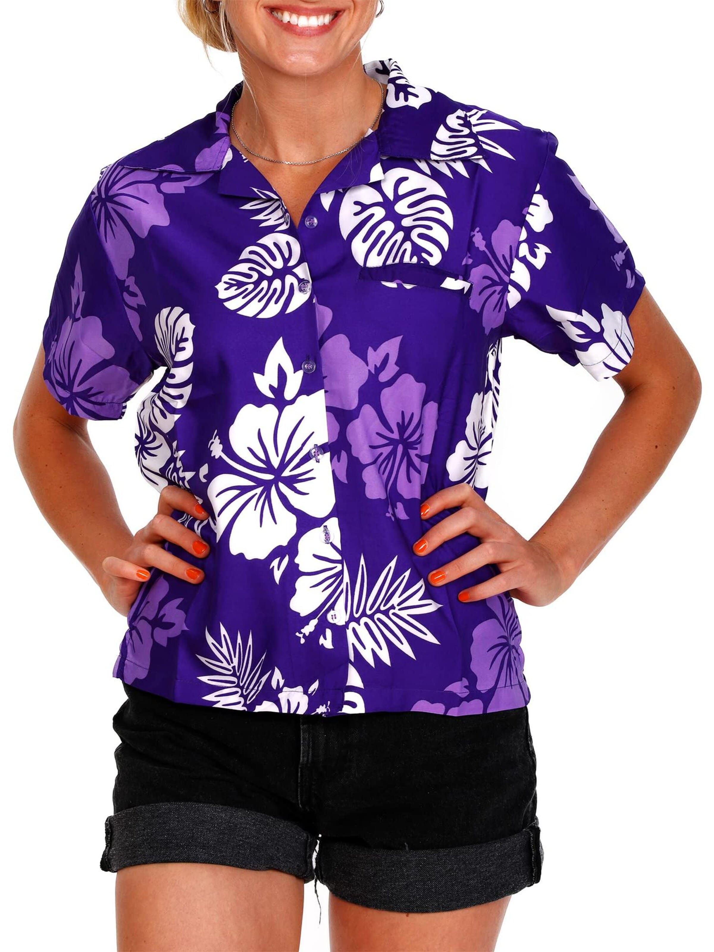 King Kameha Bluse 'Mono Hibiscus'‌‌‌‌‌ in Lila: Vorderseite