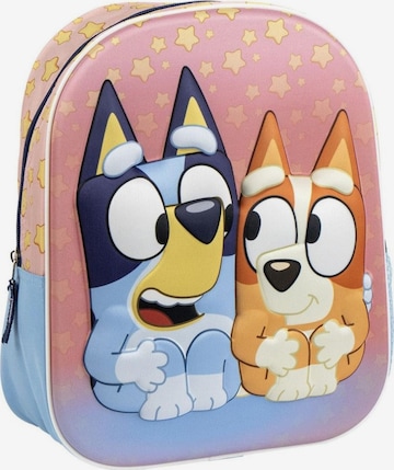 Bluey Backpack 'Bluey en Bingo Rugzak Kind – 3D Schooltas 31 cm – Sterrenprint – Kleuters 3-6 jaar' in Beige: front