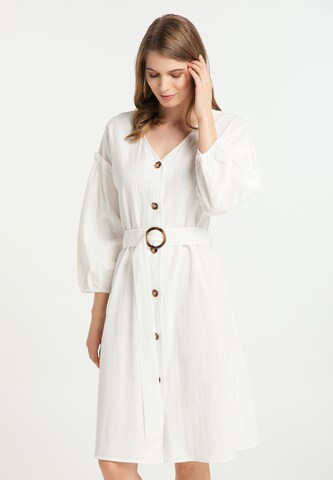Usha Shirt Dress in White: front