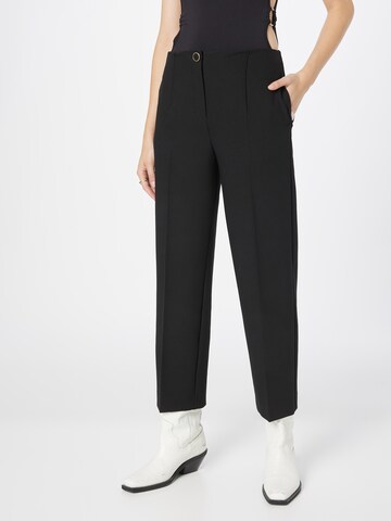 Oasis Regular Trousers with creases in Black: front