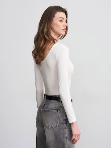 Dilvin Blouse Bodysuit in White