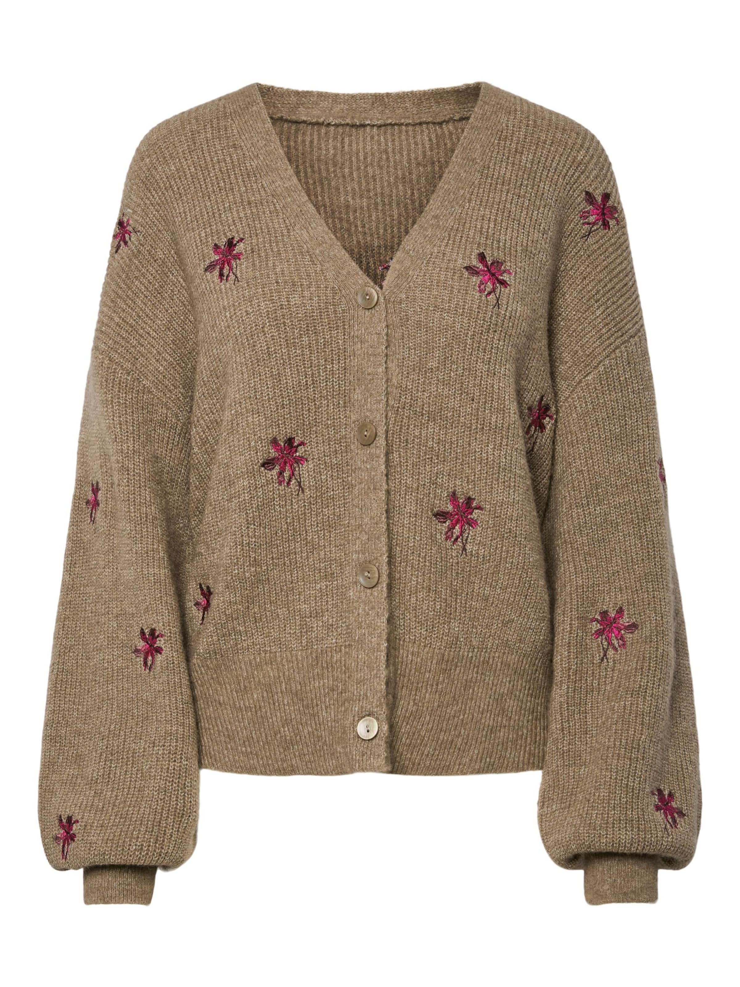 Cardigan 'YASFleur' YAS en marron : devant