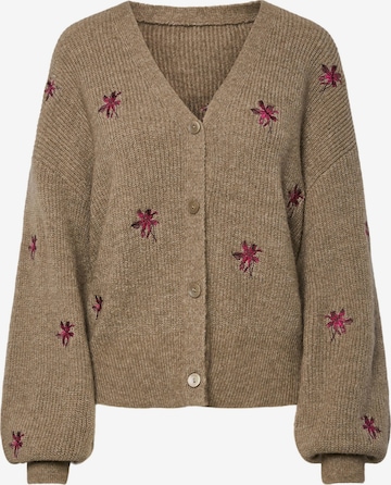 Cardigan 'YASFleur' YAS en marron : devant