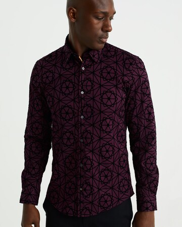 WE Fashion Slim fit Button Up Shirt in Purple