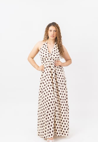 Elara Jurk in Beige: voorkant