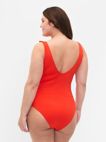 Swim by Zizzi Bustier Badeanzug 'SKITRIN' in Orange