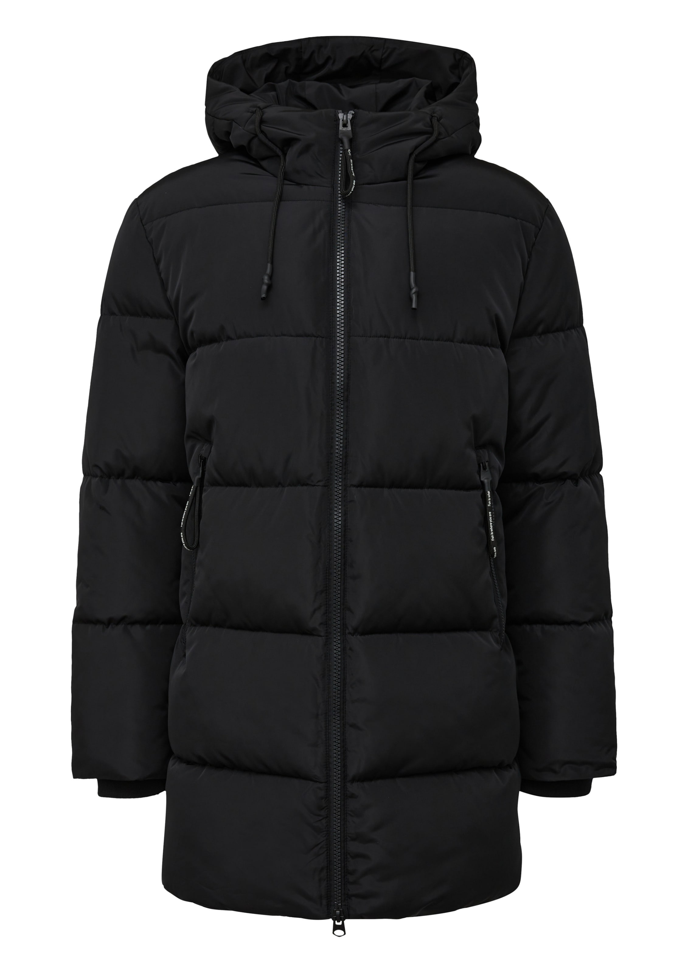 QS Χειμερινό παλτό σε μαύρο: μπροστά