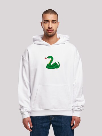 Pull-over 'Snake with sequins' emoji couture en blanc : devant