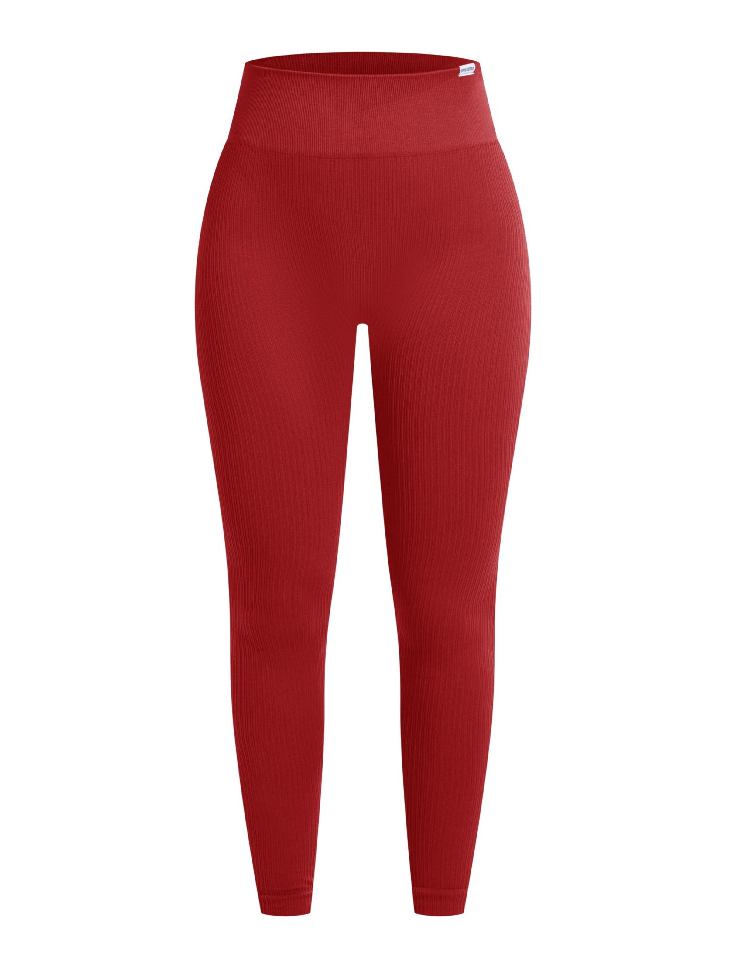 Smilodox Amaze Ripp Compressive Leggings in Rot: Vorderseite