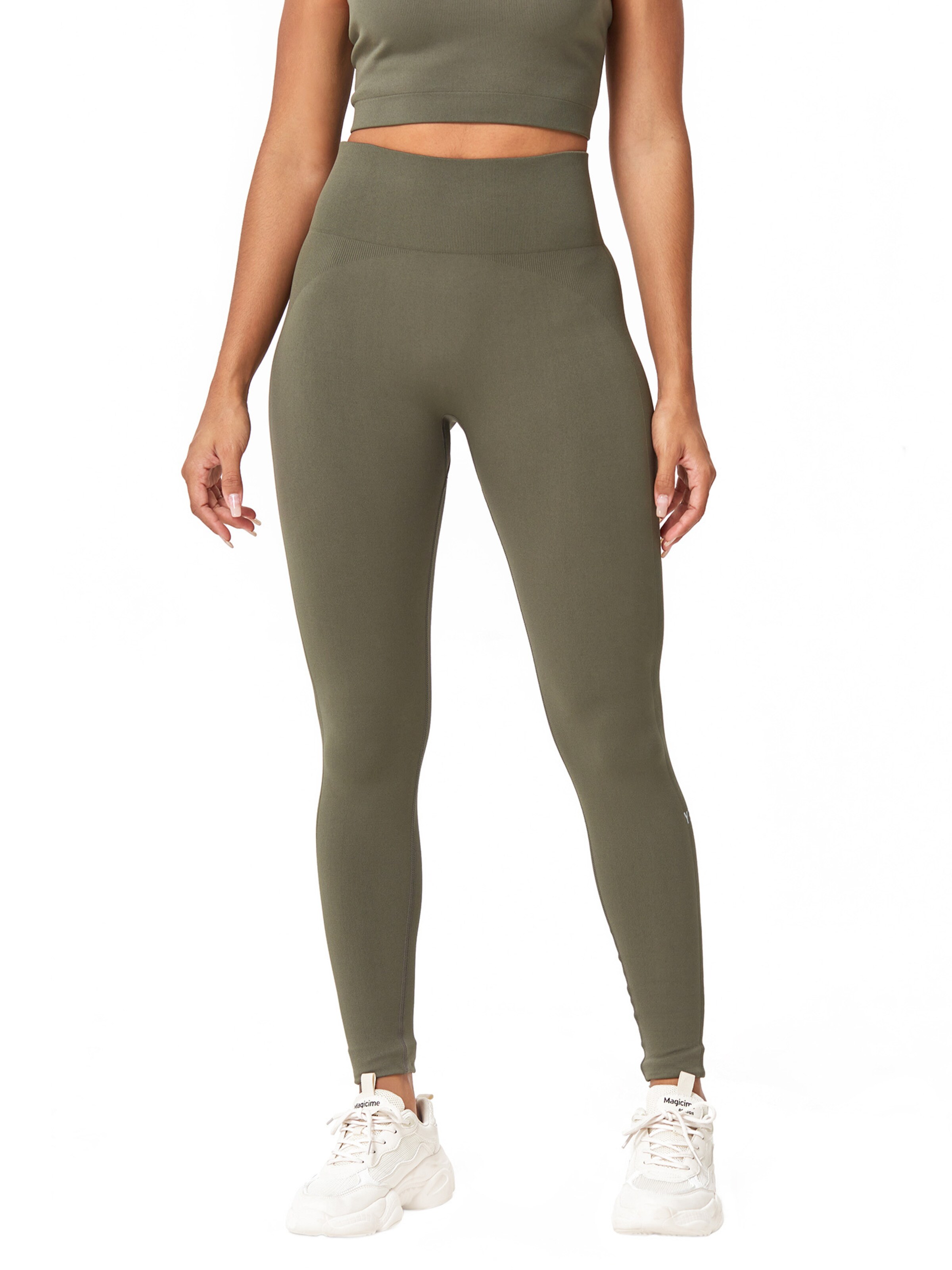YEAZ Skinny Workout Pants 'Charm' in Green: front