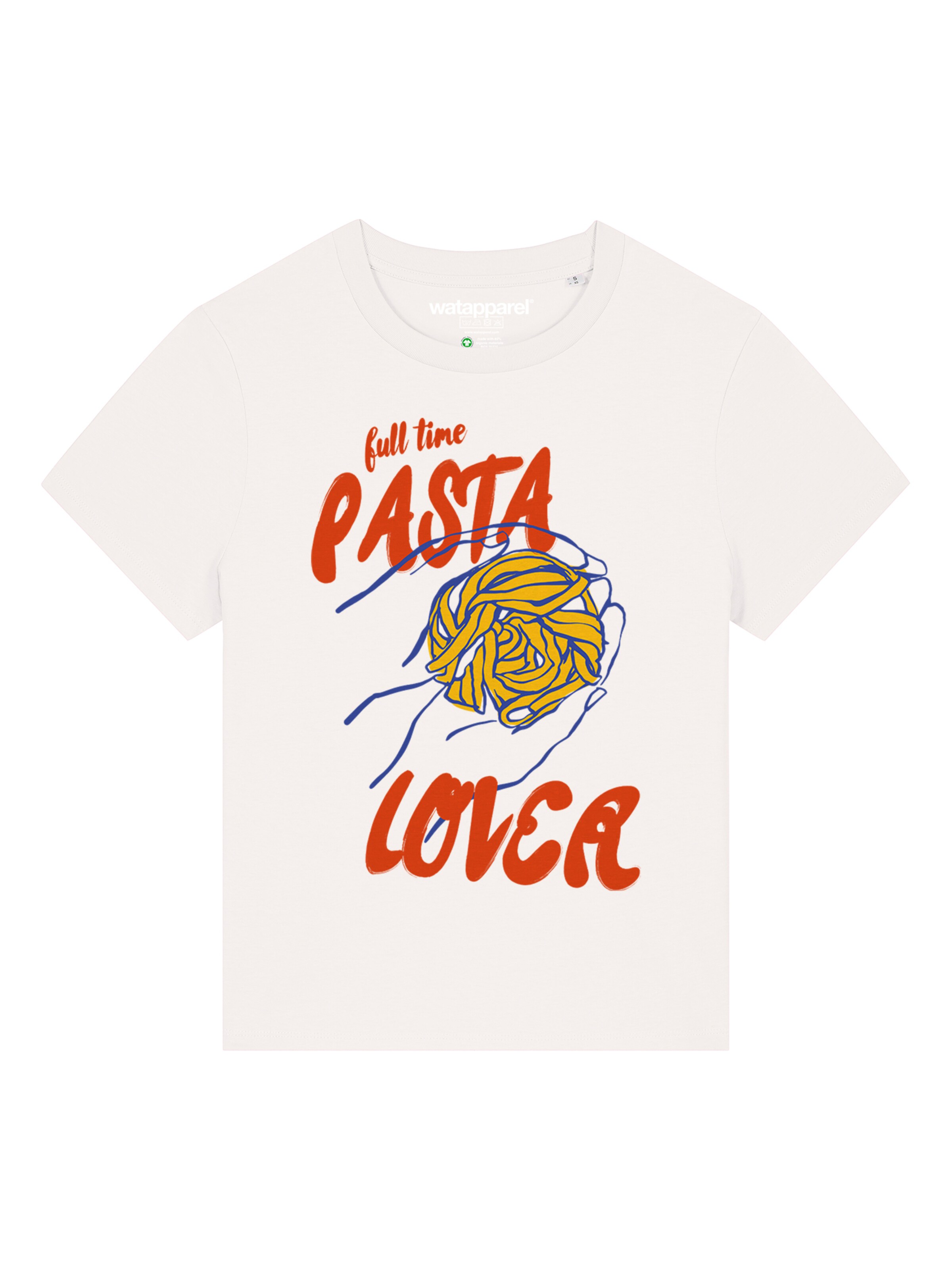 Watapparel T-Shirt 'Pasta Lover' in dunkelblau / dunkelgelb / rot / weiß, Produktansicht