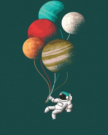 watabout.kids T-Shirt 'Balloon Spaceman' in Grün