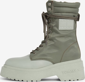 Tommy Jeans Lace-Up Ankle Boots in Green: front