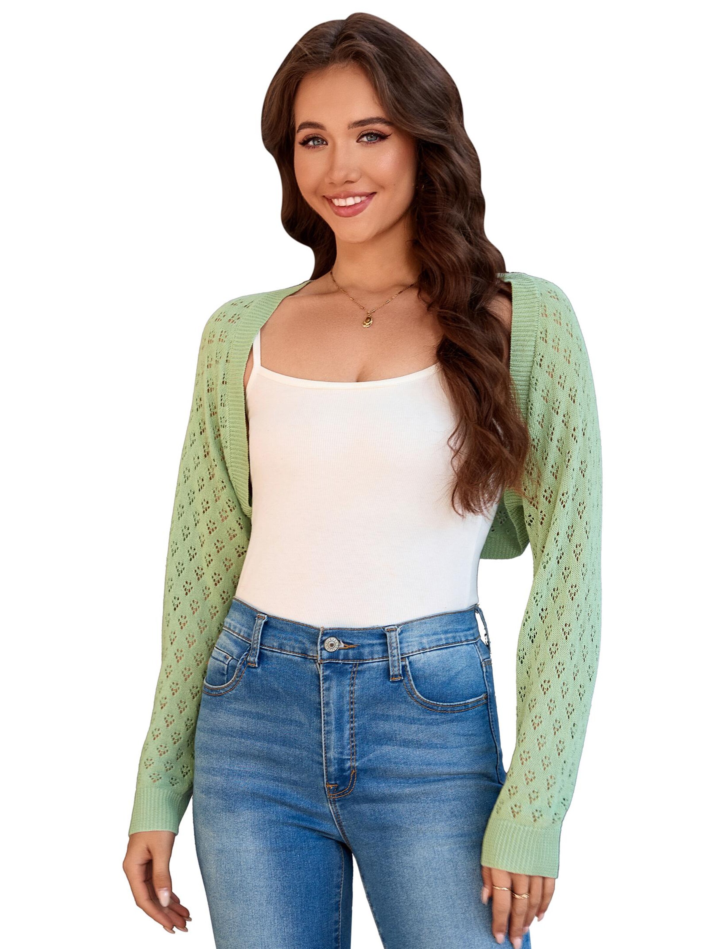 Yesfashion Knit Cardigan in Green, Item view