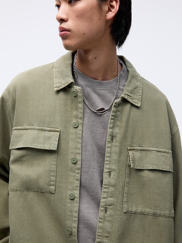 Pull&Bear Comfort fit Button Up Shirt in Green
