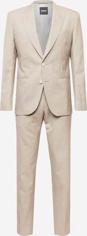 BOSS Black - Slimfit Traje 'Huge' en beige: frente