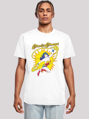 F4NT4STIC Shirt 'Wonder Woman Leap' in Wit: voorkant