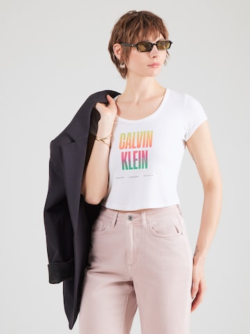 Calvin Klein Jeans tavaline Särk 'Pride', värv valge: eest vaates