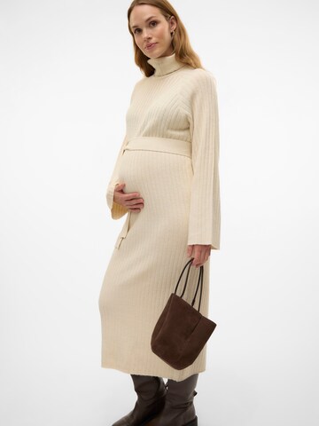 MAMALICIOUS Knitted dress in Beige: front