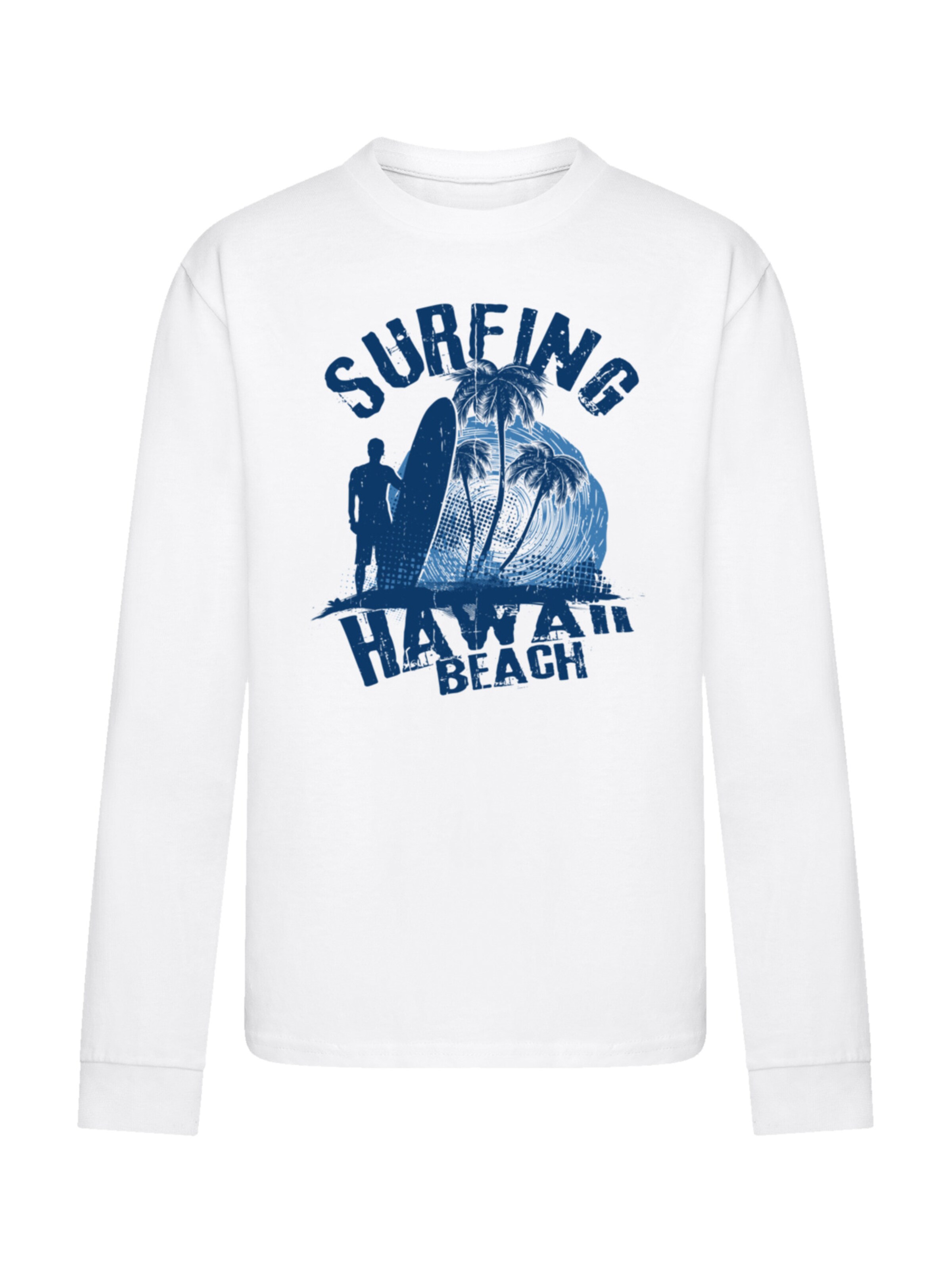 T-Shirt 'Hawaii Surf Beach Summer' F4NT4STIC en blanc : devant