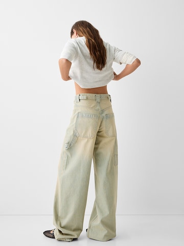 Wide leg Jeans de la Bershka pe albastru