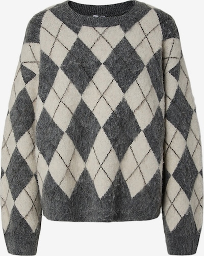 PIECES Pullover 'PCALVA' in XS in grau / anthrazit / weiß, Produktansicht