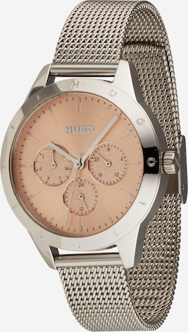 HUGO Red Analog Watch in Silver: front