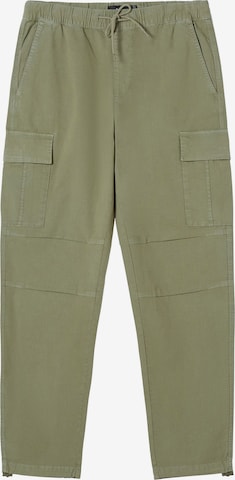 Loosefit Pantalon cargo Bershka en vert : devant