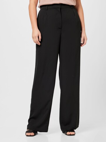 Calvin Klein Curve Zvonové kalhoty Kalhoty se sklady v pase – černá: přední strana