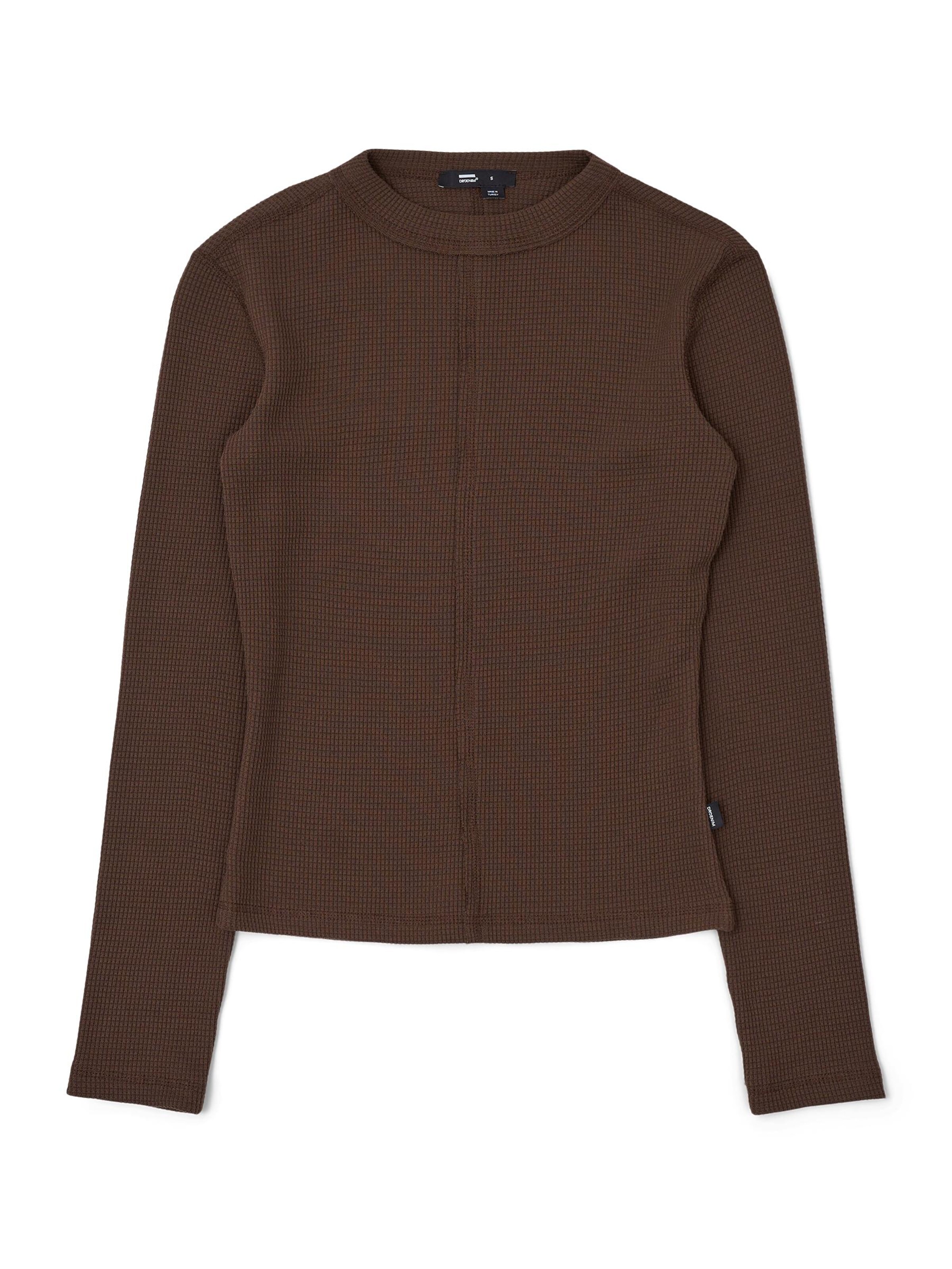 Dr. Denim Top 'Stella Waffle Top' in Bruin: voorkant