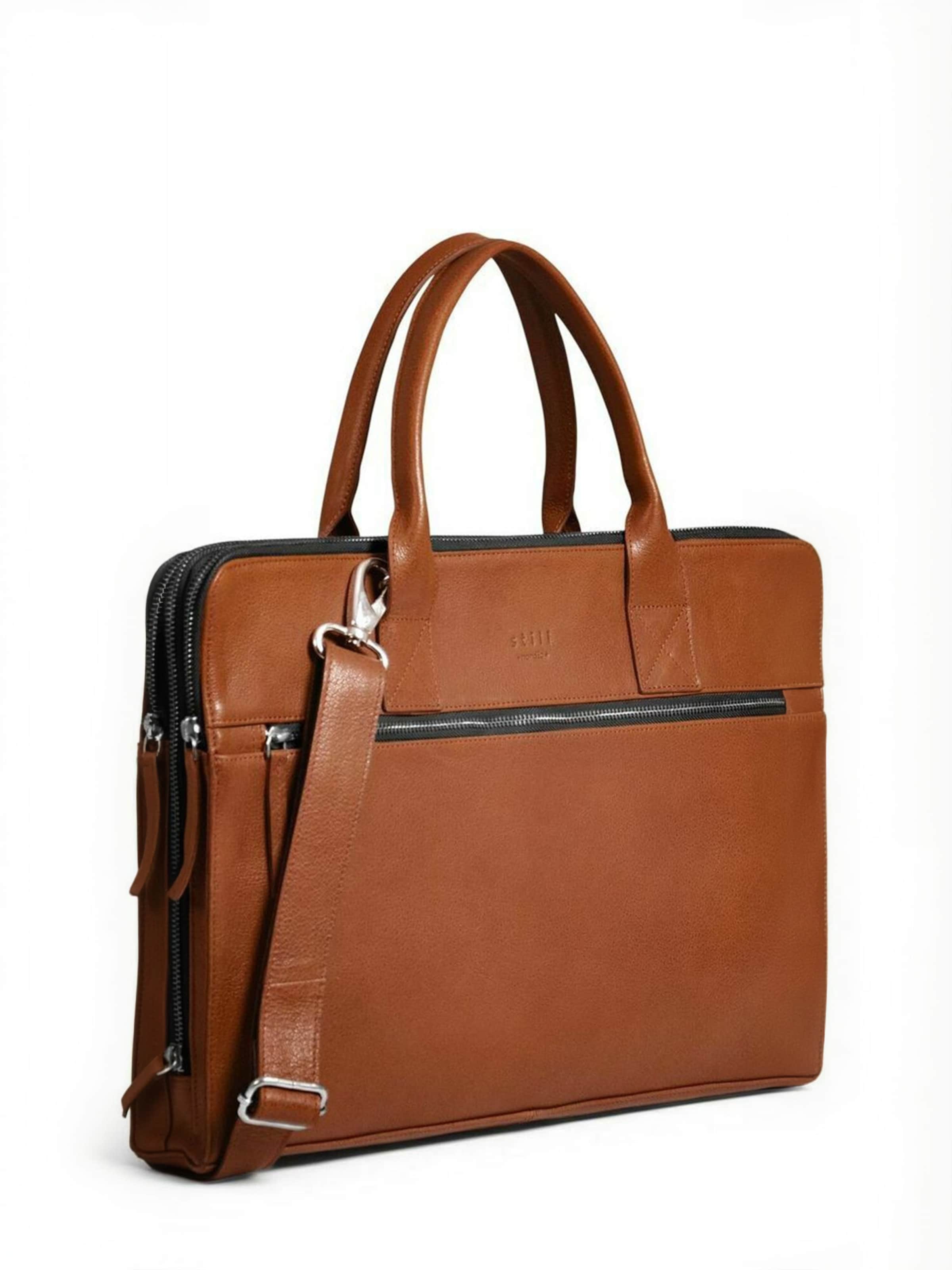 still Nordic - Cartera maletín 'Clean Brief 3 Room' en marrón