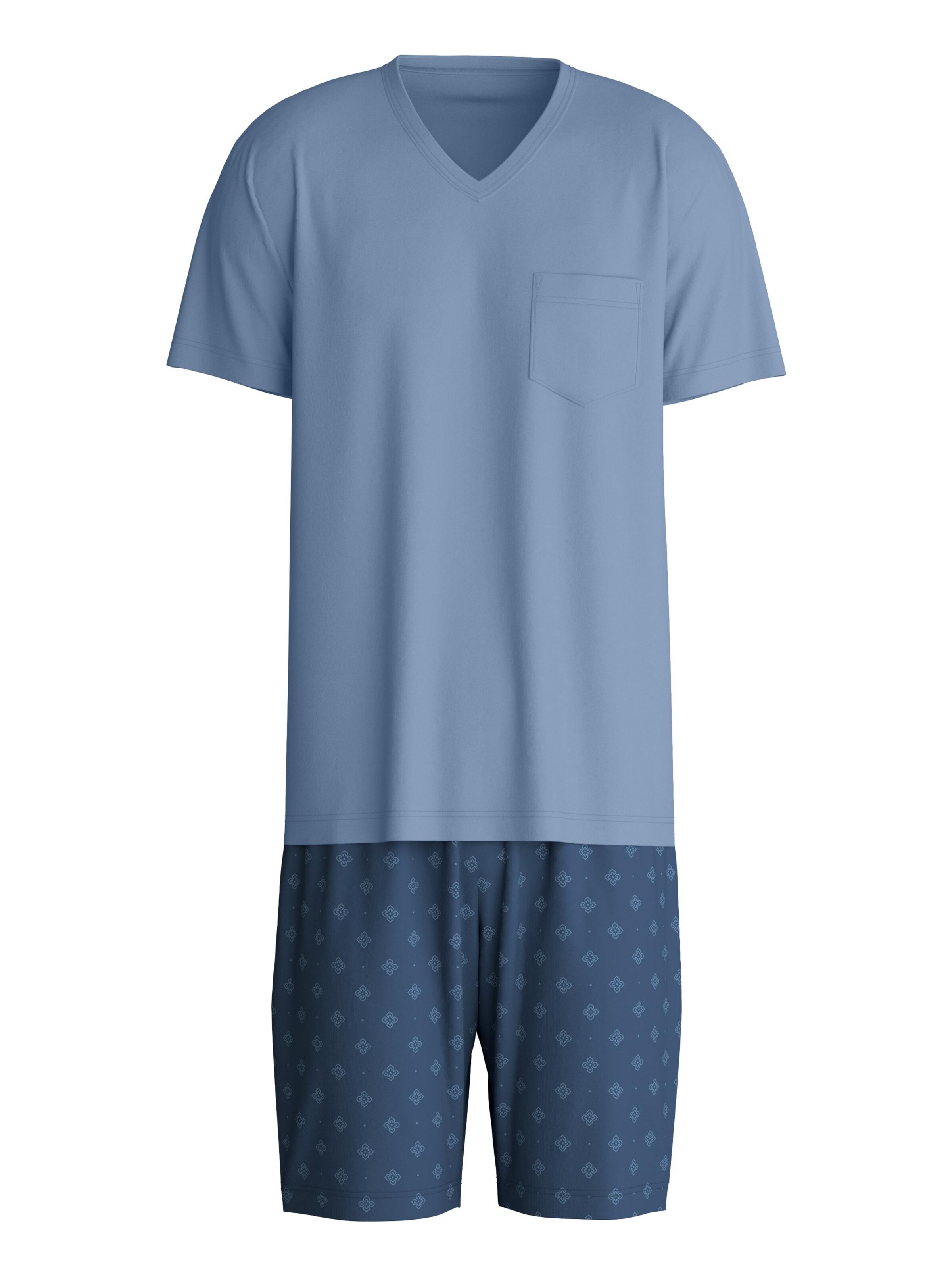 CALIDA Pyjama kurz 'Relax Imprint'‌‌ in Blau: Vorderseite