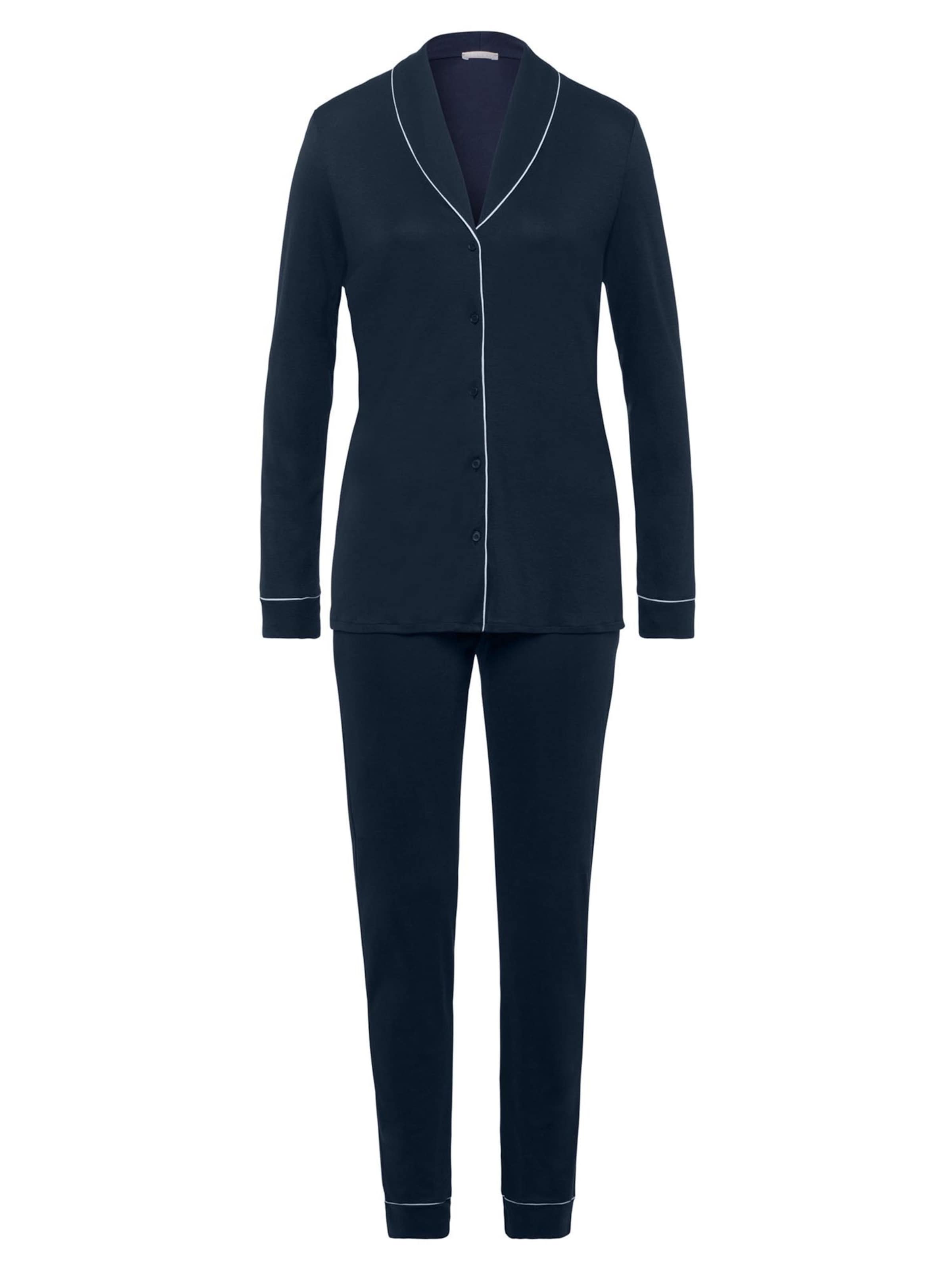 Hanro Pajama 'Natural Comfort' in Blue: front