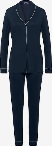 Hanro Pyjama 'Natural Comfort' in Blau: Vorderseite