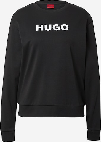 Bluză de molton de la HUGO Red pe negru: față
