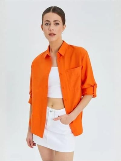 MixRay Blouse in S in de kleur Oranje, Productweergave