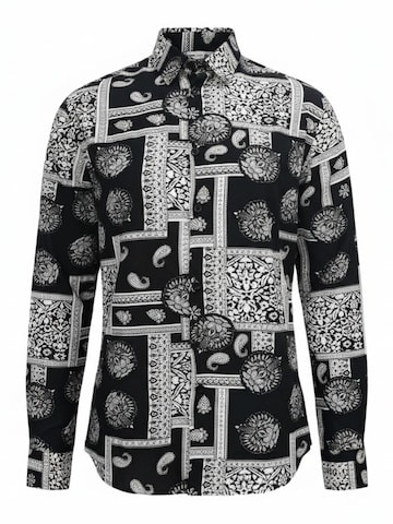 Radwa Button Up Shirt 'Men's Viscose multicolor pattern shirt' in Black: front