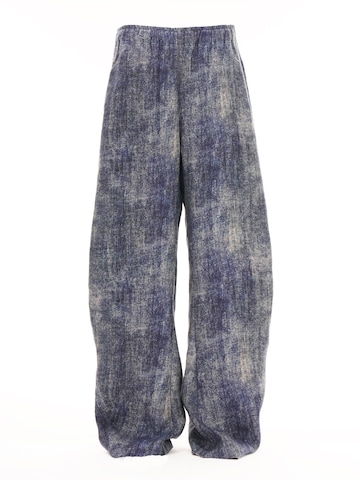 Regular Pantalon 'YOLIGEX Lockere Leinenhose Batik-Muster mit Gummibund' yoligex en bleu