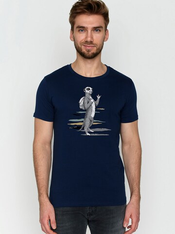 Maglietta 'Animal Meerkat' di GREENBOMB in blu: frontale