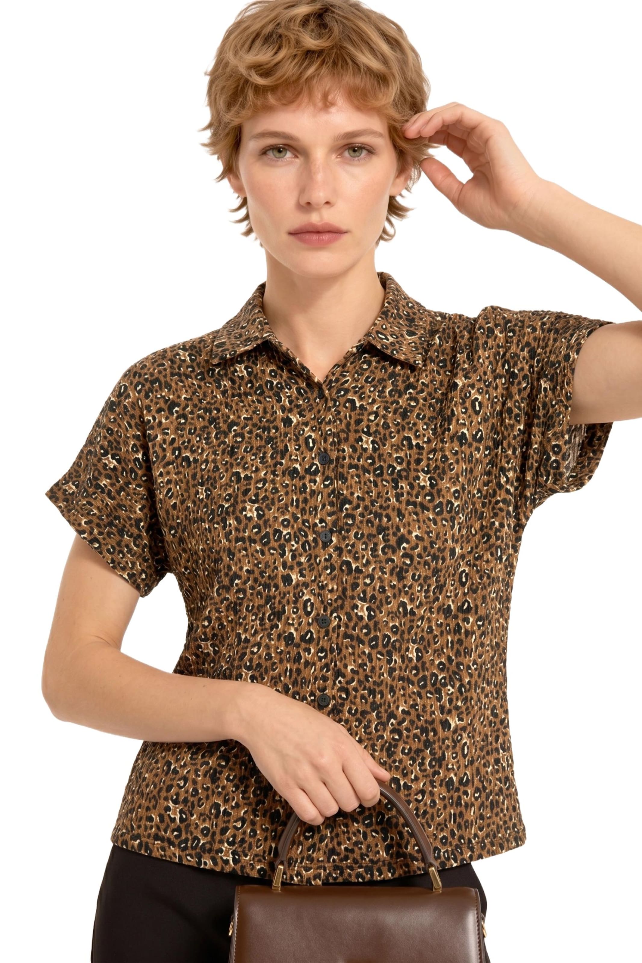 Alexa Dash Blouse in Brown: front