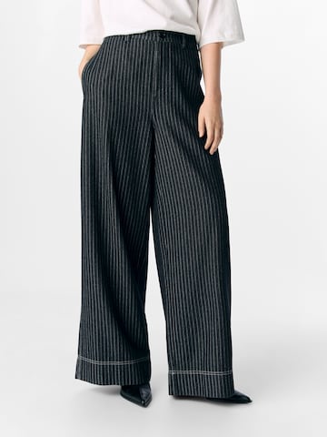 OBJECT Wide leg Broek 'AMY' in Zwart: voorkant